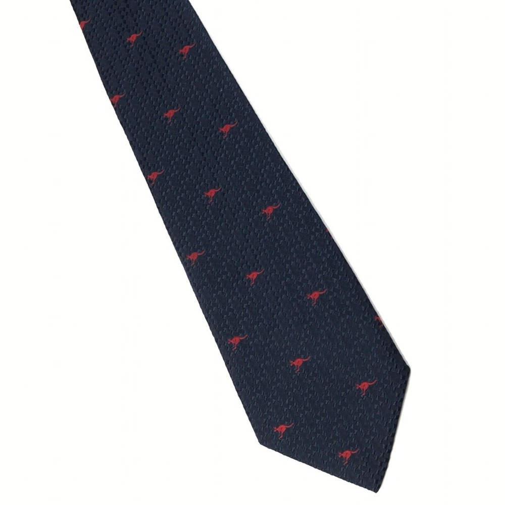 AUSTICO Australia Mens Polyester Necktie Animal Theme Kangaroo Navy Blue Red Tie - Picture 8 of 11